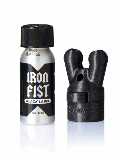 Sniff it Combo! Iron Fist Poppers Black Label 24ml z Poppers Booster Cap XTRM Double Small Black LEAK PROOF